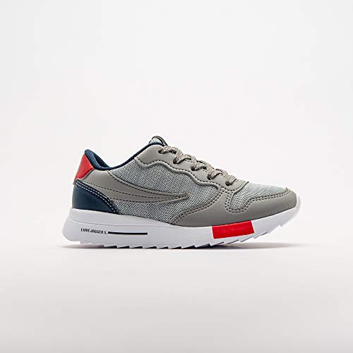 Tênis Euro Jogger Sport, Fila, Criança Unissex, Cinza/Vermelho/Marinho, 31