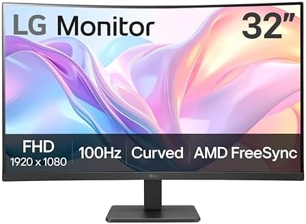 LG 32MR50C-B Curved Monitor 32-Inch FHD 100Hz AMD FreeSync OnScreen Control Dynamic Action Sync Black Stabilizer Tilt Stand (HDMI) - Black