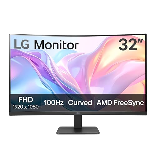LG 32MR50C-B Curved Monitor 32-Inch FHD 100Hz AMD FreeSync OnScreen Control Dynamic Action Sync Black Stabilizer Tilt Stand (HDMI) - Black by LG - Used condition - US$160.00
