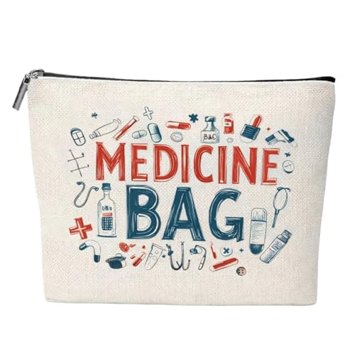 Personalised Medicine Bag Portable Travel Storage Bag with Zipper Small Makeup Bag Organizer for Women Storage Case for Medicines Travel Accessories for Medications Pi/lls First Ai/d & Cosm/etics