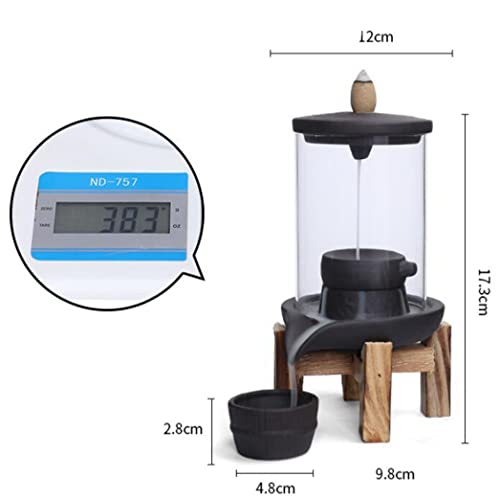 Brûleur d'encens backflow anti-vent en sable violet avec couvercle transparent