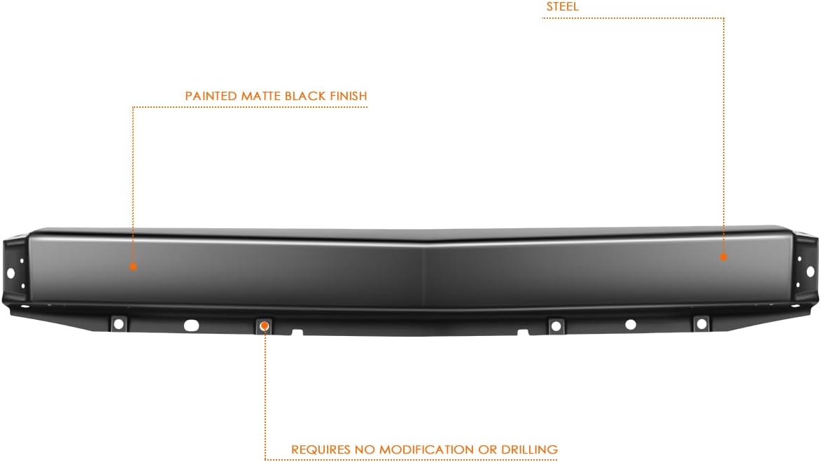 Matte Black Front Bumper Face Bar w/o Air Intake Cutout Compatible with 07-13 Chevy Silverado 1500
