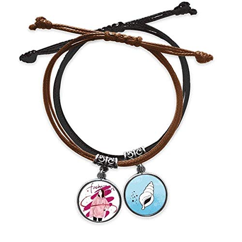 Pulsera DIYthinker de cuero con ilustración de diseño gráfico de chica de moda