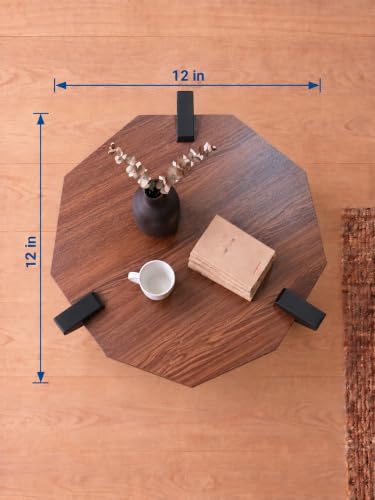 Image of Modern Round Side Table, Home Decor for Living Room, Bed Side Tables for Bed Room, stools for Home, Furniture for Home, 2-Tier White Shelves, 30 x 30 x 40 cm (Octagon Brown Top)