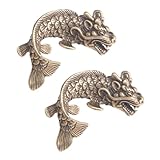 [LOEFLIFA] 2個 真鍮製復古鯉形ペンダント 用多用途キーチェーンチャーム 細部精巧で室内飾りに コンパクト設計でネックレスやキーホルダーに