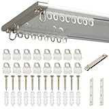 Rail de Rideau de Plafond,2m Tringle à Rideaux Silencieuse à Rails à Double Rangée en Alliage d'aluminium,pour Camping-car Salon,Chambre à Coucher