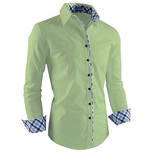 Image of Zombom Combo of Men's Solid Regular Fit Cotton Blend Full Sleeve Casual Shirts (Pack of 2)