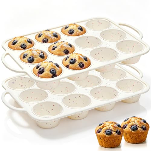 Vinino 2Pack Silicone Muffin Pan for Baking with Metal Reinf...