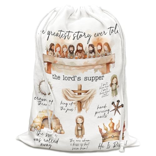 DSHFG Christian Bible Birthday Reusable Drawstring Gifts Bags, Baby Shower Birthday Gift Wrap Bags for Party, Gift Bag with Drawstring Canvas Cloth, Motivational Gifts, 10x13 Inch