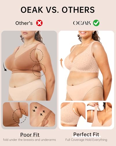 Image of OEAK Womens Deep V Bras Wireless Comfortable Bra Supportive No Underwire Bras Tshirt Push Up Bralettes Plunge Seamless Bra