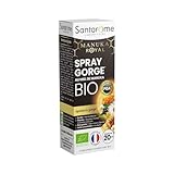 Santarome Bio - Spray gorge au Miel de Manuka Bio - Complément alimentaire immunité - Apaise la gorge - Plantes & Miel de Manuka - 20 ML - France