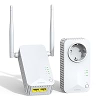 STRONG AV600 Powerline Adapter Setmit Steckdose, WLAN 300 Mbit/s, HomePlug AV2 Powerline Internet Verstärker, Plug & Play, EIN Knopf Sicherheit, 100 Mbit/s LAN Ports (POWERLWF600DUOEUV2)