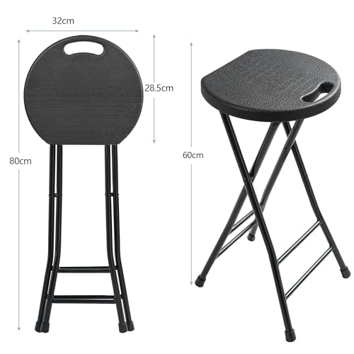 Premium Klapphocker – bis 250kg belastbar, Tragbarer Klappbarer Faltbarer Hocker mit Tragegriff, Leichter & Langlebiger Hocker mit rutschfeste Füße für Garten Indoor/Outdoor – Schwarz (1, 60cm Höhe)