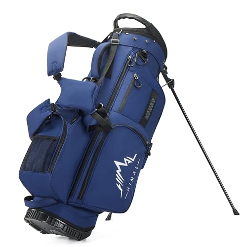 UNIHIMAL Bolsa de golfe com divisórias superiores de 7 vias, bolsas de golfe para homens e mulheres, bolsas leves para tacos de golfe com vários bolsos, alças duplas (azul)