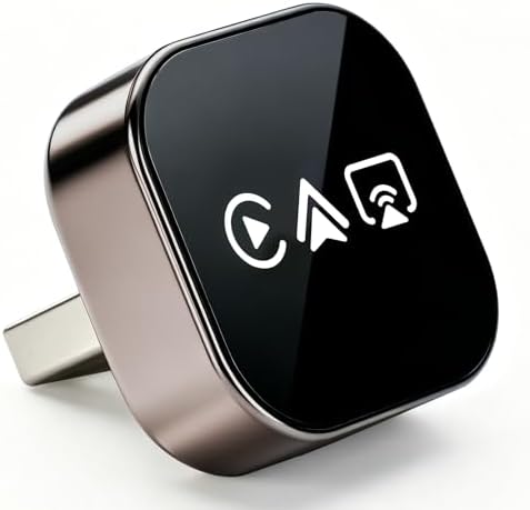 2026 4-in-1 Wireless CarPlay Adapter für Apple CarPlay & Android Auto, MirrorLink & AirPlay Spiegelung, Wired zu Wireless Car Play Adapter, 5.8GHz WiFi Bluetooth 5.4, Plug & Play,