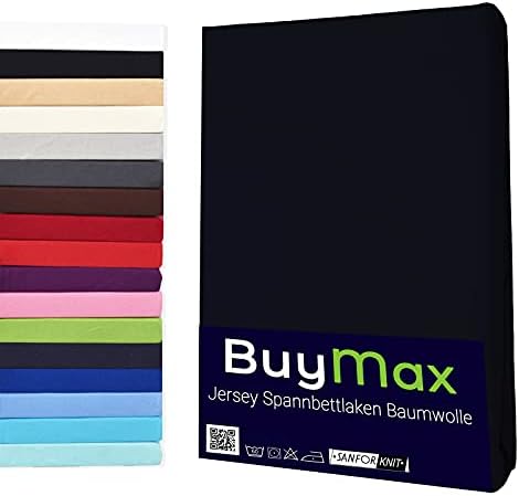 Buymax Topper prześcieradło z gumką 200 x 200 cm, 100% bawełna, dżersej, na materac o wysokości do 9 cm, do łóżka kontynentalnego, antracytowo-szare