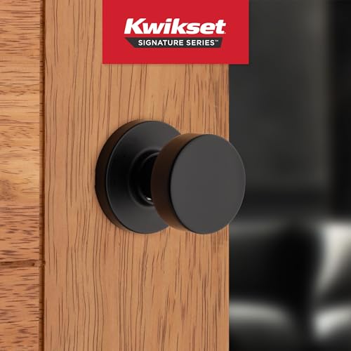 Image of Kwikset Pismo Interior Door Knob for Hallway and Closet Doors, Matte Black