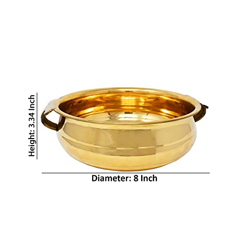 Hashcart® Brass Urli Bowl For Pooja Room - [ 8 Inch, Small ] Traditional Brass Uruli Bowl For Flowers & Candles, Durable Decorative Bowls For Home Decor, Office & Reception, Gold Urli Bowl #TOP3