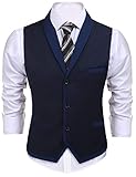 COOFANDY Herren Anzugswesten Anzug Weste Businessweste Casual Westen Weste Smoking Frack Hochzeit Vest Männer Basic Weste Anzugweste für Herren Navy blau S