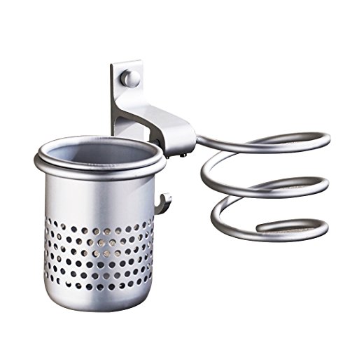 Hifina Porte Seche Cheveux Mural/Mural Support pour Sèche-Cheveux/Rack Stand Mural avec Deux Tasses Cover