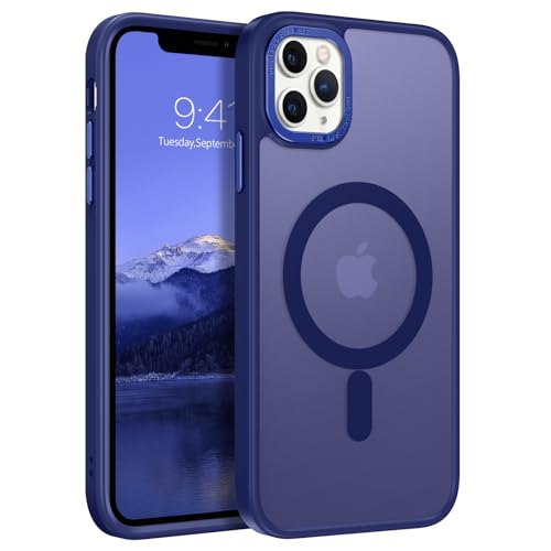 BENTOBEN Magnetyczne, wąskie etui do iPhone'a 11 Pro Max, półprzezroczyste, matowe, jasnoniebieskie, odporne na wstrząsy etui ochronne z podniesionymi krawędziami, kompatybilne z MagSafe i ładowaniem