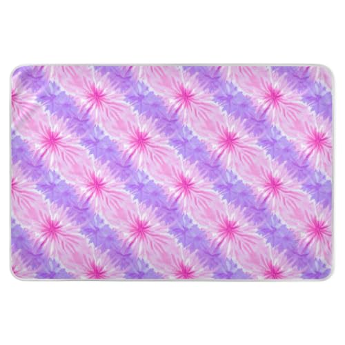 Pink-Purple Tie-dye Bed Underpads Waterproof Washable Diaper Changing Pad Non-Slip Cradle for Kids Bedwetting , 52