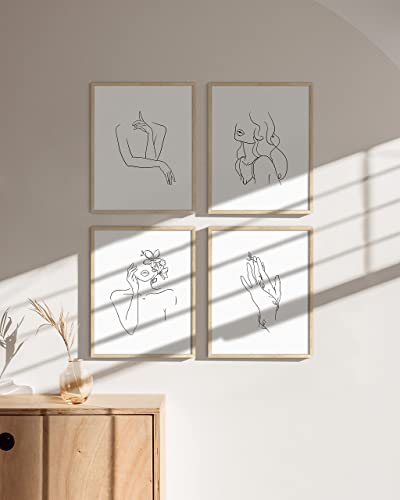 Minimalist Line Art Prints Set Of 4 By Haus And Hues | Aesthetic Posters, Apartment Decor, Minimalist Art Print, Fine Line Art, Black And White Abstract Minimalist Wall Art For Women Unframed (8X10) #TOP4