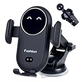 Wireless Car Charger Mount with Air Vent Clip & Suction Base, 15W Fast Auto-Clamping Charging Phone Holder for iPhone 17/16/15/14, Samsung S24/S23, etc.(Black)