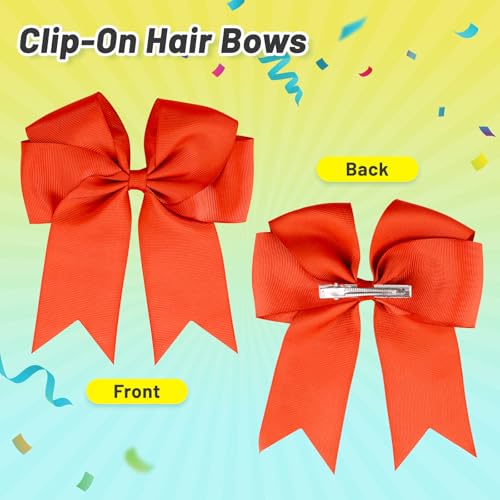 Aphlos 6PCS Cheerleading Set - 4 Pom Poms & 2 Hair Bows (Red)