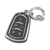 UHONSN for Cadillac Key Fob Cover Soft TPU Keys Shells Case Keychain Full Covers Protector Keycover