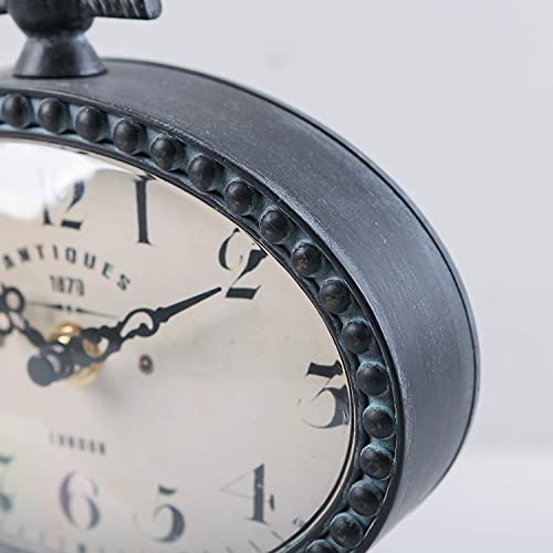 Nikky Home Vintage Table Clock With Beads, Shelf Desk Top Clock Battery Operated Rustic Design, Chic Home Decor For Fireplace Mantel, Desktop, Countertop, Antique Turquoise #TOP6