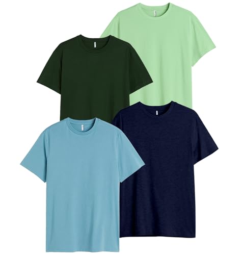 Image of Sleepynuts Round Neck Plain Cotton T-Shirt for Men Pack of 4