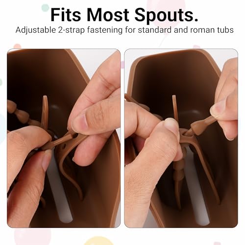 Image of Adorila Whale Silicone Spout Cover for Bathtub Faucet, Adjustable Straps for Roman Tub & Deck Mount, Soft Protective Guard (Brown)