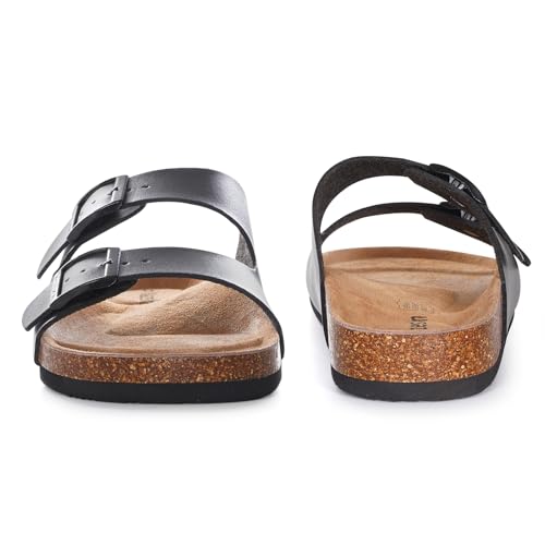 mazeskin Women's Genuine Leather Orthopedic Slide Sandals with Arch Support, Double Strap Summer Shoes with Adjustable Buckle and Comfortable Orthotic Footbed4