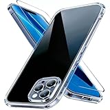 iPhone 12 Pro 用 クリアケース (ガラスフィルム付属) 黄変防止 耐衝撃 MIL規格 軍用認証 高光沢、12 Pro 専用 保護ケース 軽量スリム設計 ワイヤレス充電対応 衝撃吸収 TPU+PC強化材 SGSテスト済み、アイフォン 12 Pro ケース セット