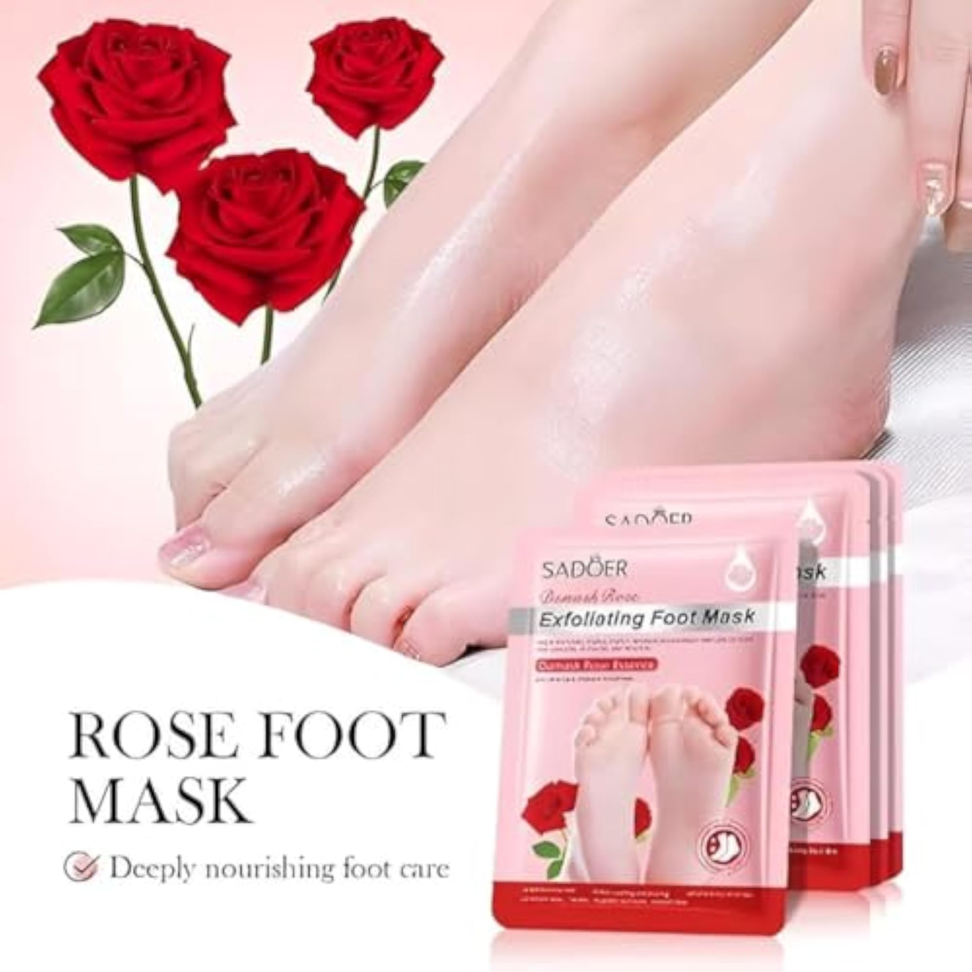 1 Pair Rose Foot Peeling Mask for Dead Skin Removal
