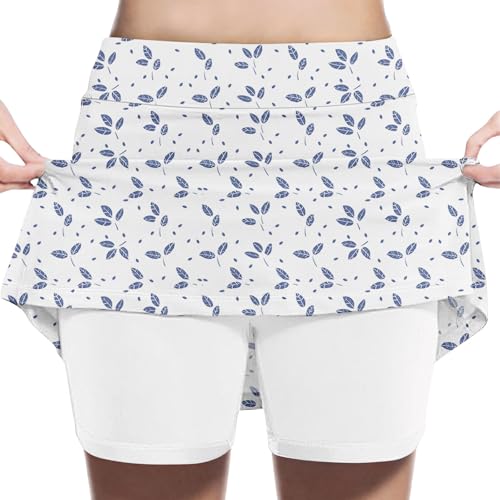 Girls Floral Print Tennis Skirts with Bulit-in Shorts, Stretchy Casual High Waist Flared Mini Skater for 2-13 Years