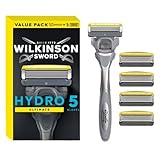WILKINSON SWORD - Hydro 5 Ultimate Razor For Men Shock Absorb Technology Hydrating Gel & Precision Trimmer Razor plus 4 Blades Refills Pack