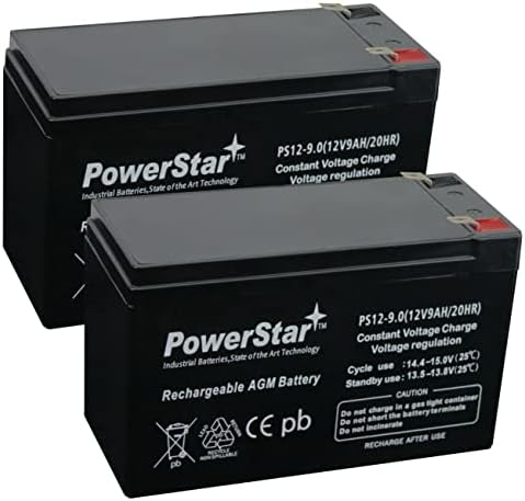 PowerStar-2Pack-2 year Warranty 12V 9AH SLA Battery for Razor e200 / e200s / e225 / e300 / e300s / e325