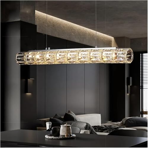 Suspension lampe cristal K9 pour illuminer un salon sombre dore L80