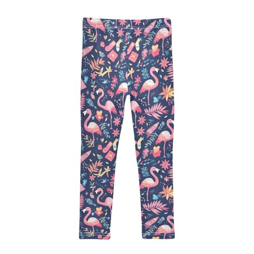 Flamingo Christmas Pink Slate Kids Girl's Leggings Soft Full Length Yoga Pants Gym2