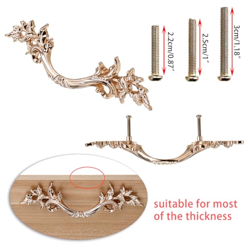 JUXYES Pack of 5 European Style Vintage Cabinet Handles Pulls, Antique Decorative Dresser Drawer Pulls Retro Drawer Pull Handles Knobs for Cupboard Cabinet (Golden) by JUXYES - Image 3