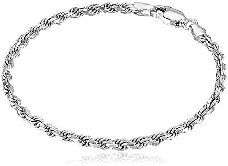 Verona Jewelers Sterling Silver Authentic Italian 4MM, 4.5MM 6MM 7.5MM 8.5 MM Solid Diamond Cut Twist Rope Chain Bracelet-Thick Braided Bracelet Chain for Men and Women image 4