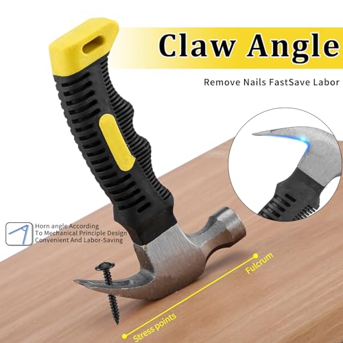 HonQiShiMY Tragbarer Klauenhammer,Stubby Klauenhammer Glat Hammer Rutschfestem Hammer, Zubehör 900 Eisennägel Set mit+3m Eisenmaßband Woodworking set，für DIY,Reparatur,Camping,Holzarbeit