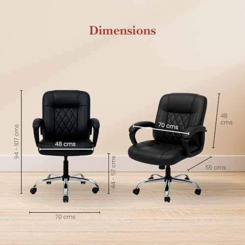 Image of activa Ergonomic Office Chair with Premium Leatherette & Padded Seat | Adjustable Height | Desk Chair for Work /Study | Chairs for Workstations (Galaxy, Jet Black)