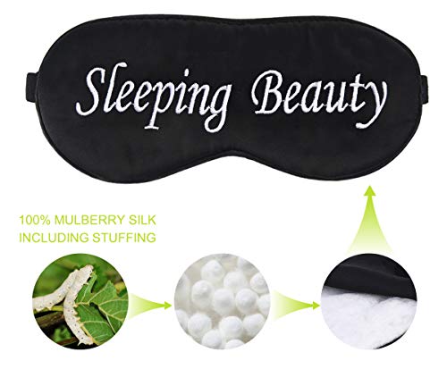Fitglam Natural Silk Sleep Mask, Best Sleeping Mask Eye Mask Eye Cover For Travel, Nap, Meditation, Blindfold With Adjustable Strap For Men, Women (Sleeping Beauty) #TOP3