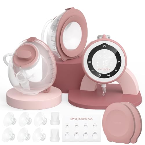 Momcozy Breast Pump V1 Pro Hospital-Grade, Hands-Free & Portable Wearable Pump, Upgraded Electric Pump with 3 Fine-Tuned Rhythms|15 Levels, Come with Leak-Proof DoubleFit Flange, Cozy Red.