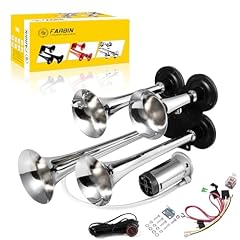 Silver 4-Trumpet 12V Air Horn Kit with Compressor