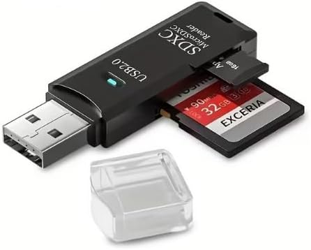 USB 2.0 SD & Micro SD Card Reader, Dual Slot Memory Card Adapter, Plug & Play, Compatible with Windows, macOS & Linux