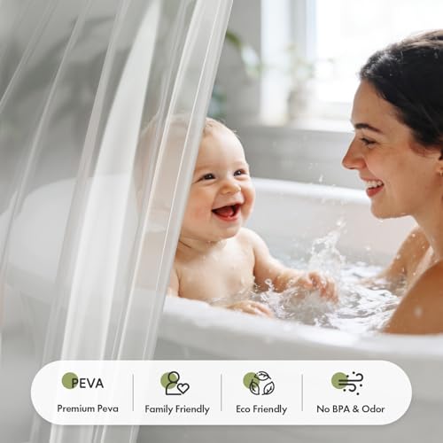 Image of Bathway Shower Curtain Liner, Frosted Shower Curtain Liner 72x72 PEVA Waterproof Shower Curtain Liner Plastic with 3 Magnets and 12 Rustproof Metal Grommets, Lightweight Shower Liner for Bathroom